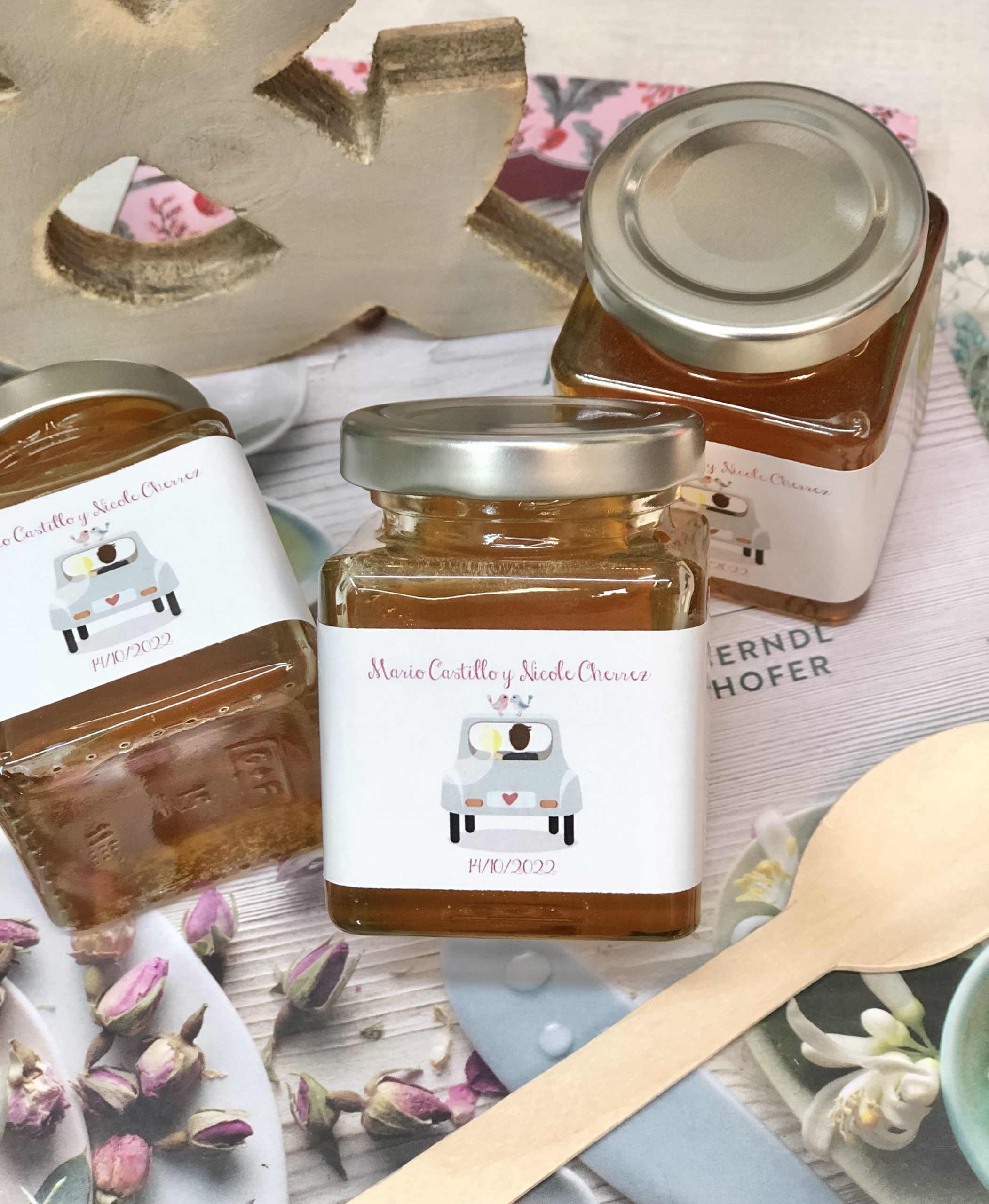 Tarro de miel personalizado para bodas y eventos