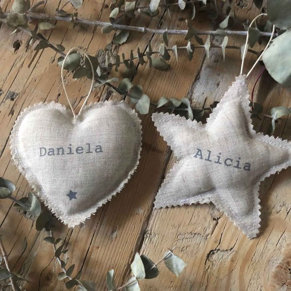 estrella y corazón de lino